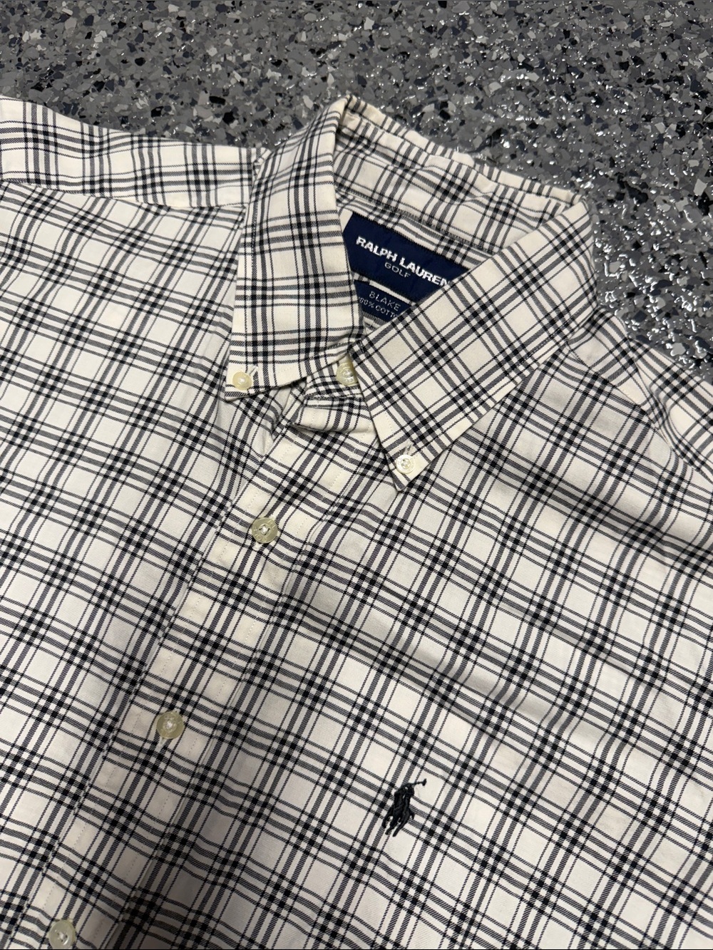 Ralph Lauren Golf Blake Black & White Plaid Button-Down Shirt Medium